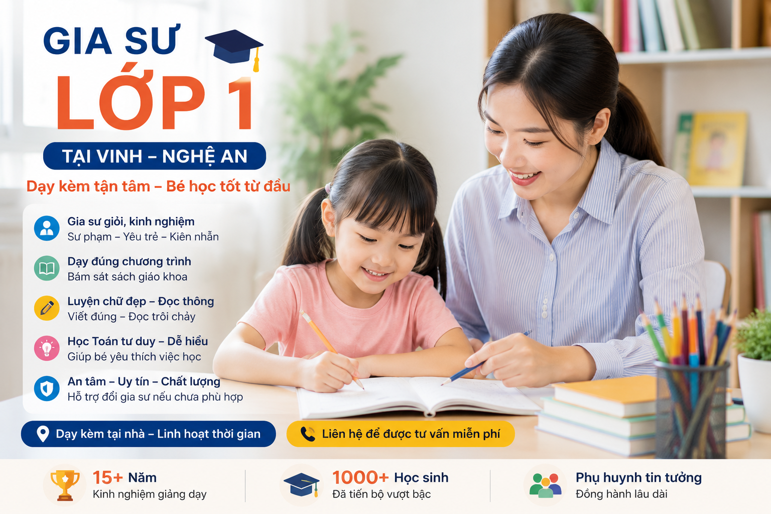gia sư lớp 1 tại vinh